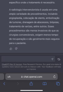Perguntei para o ChatGPT “o que é a Radiologia Intervencionista?”. Você sabe o que é o ChatGPT e o que é a Radiologia Intervencionista?